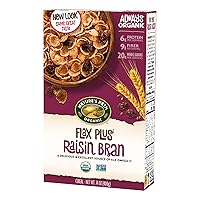 Organic Flax Plus Raisin Bran Cereal, Non-GMO, 20g Whole Grains, with Omega-3 Rich Flax Seeds, 14 Ounce - Pack of 4