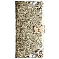 XYX Wallet Case for Samsung Galaxy A23 5G, Big Diamond Butterfly Diamond Flip Card Slot Luxury Girl Women Phone Case Cover, Gold