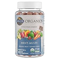 Garden of Life Organics Men's Gummy Vitamins - Berry - Certified Organic, Non-GMO, Vegan, Kosher Complete Multi - Methyl B12, C & D3 - Gluten, Soy & Dairy Free, 120 Real Fruit Chew Gummies
