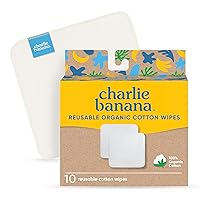 Charlie Banana Reusable 100% Cotton Baby Wipes, Super Soft and Washable, 10 Pack Reusable Cloth Wipes