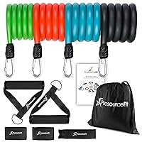 ProsourceFit Tube Resistance Bands Set 2-20 LB with Attached Handles, Door Anchor, and Exercise Guide Full-Body Exercises and Home Workouts