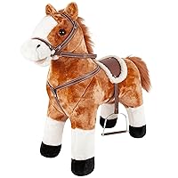 Ride on Horse Toy for Toddlers 1-3, Stuffed Animal Horse Pony Toy for Girls and Boys with Padding, Soft Feel, Brown