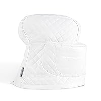 KITCHENAID Fitted Tilt-Head Solid Stand Mixer Cover with Storage Pocket, Quilted 100% Cotton, White, 14.4
