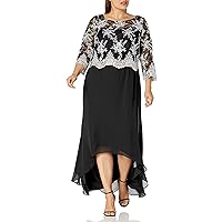 Brianna Women's Long Embroidered Bodice Hi-lo Gown