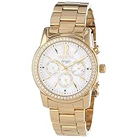 Invicta Women's 11771 Angel White Mother-Of-Pearl Dial Cubic Zirconia Accented 18k Gold Ion-Plated Stainless Steel Watch