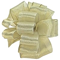 Offray Wired Edge Firefly Metallic Sheer Craft Ribbon, 1-1/2-Inch Wide by 15-Yard Spool, Champagne