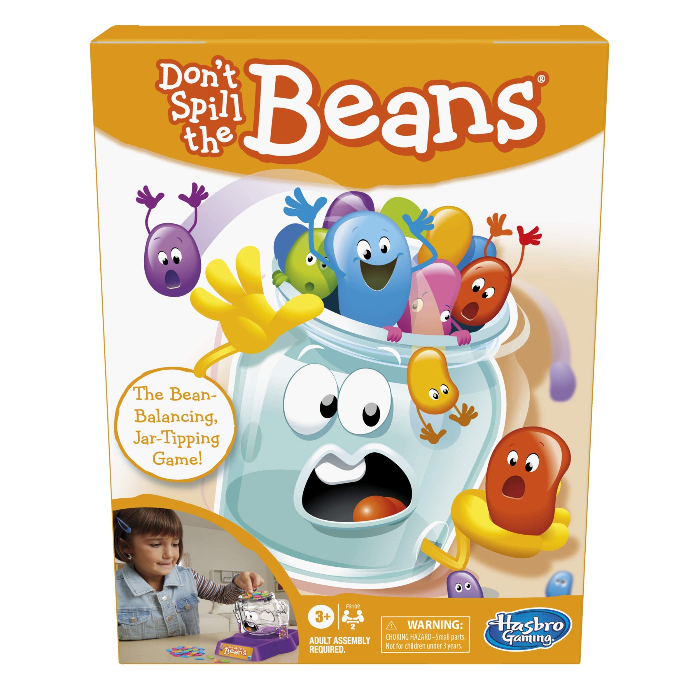 Hasbro Gaming Don't Spill The Beans,Easy and Fun Balancing Game for Kids Ages 3 and Up,Preschool Games for 2 Players,Board Games