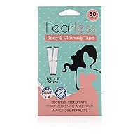 Fearless Tape - Double Sided Tape for Fashion, Clothing and Body (50 Strip Pack) | All Day Strength Tape Adhesive and Gentle on Skin and Fabrics | Transparent Clear Color for All Skin Shades