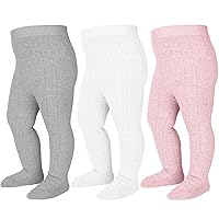 Baby Tights Cable Knit Tights Baby Leggings Seamless Cotton Stockings Pantyhose 3/4 Pack for Infants Toddlers 0-4T