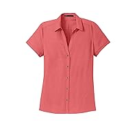 Womens Textured Camp Shirt - MH - Deep Coral MHL662SA M