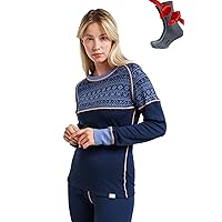 Merino.tech Merino Wool Base Layer Women 100% Merino Wool Midweight, Lightweight Long Sleeve Thermal Shirt + Wool Socks