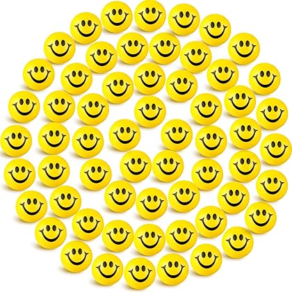 100 Pieces Mini Smile Face Stress Balls Funny Stress Ball Be Happy Foam Soft Colored Smile Ball Toys for Adults 1.2 Inch Stress Relief Balls for Stress Anxiety (Yellow)