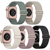 EOMTAM 5 Pack Stretchy Nylon Compatible for Apple Watch Ultra 2/1 Band 38mm 40mm 41mm 42mm 44mm 45mm 49mm Women Men,Elastic Cloth Sport Wristbands Solo Loop for iWatch Series 9 8 SE 7 6 5 4 3