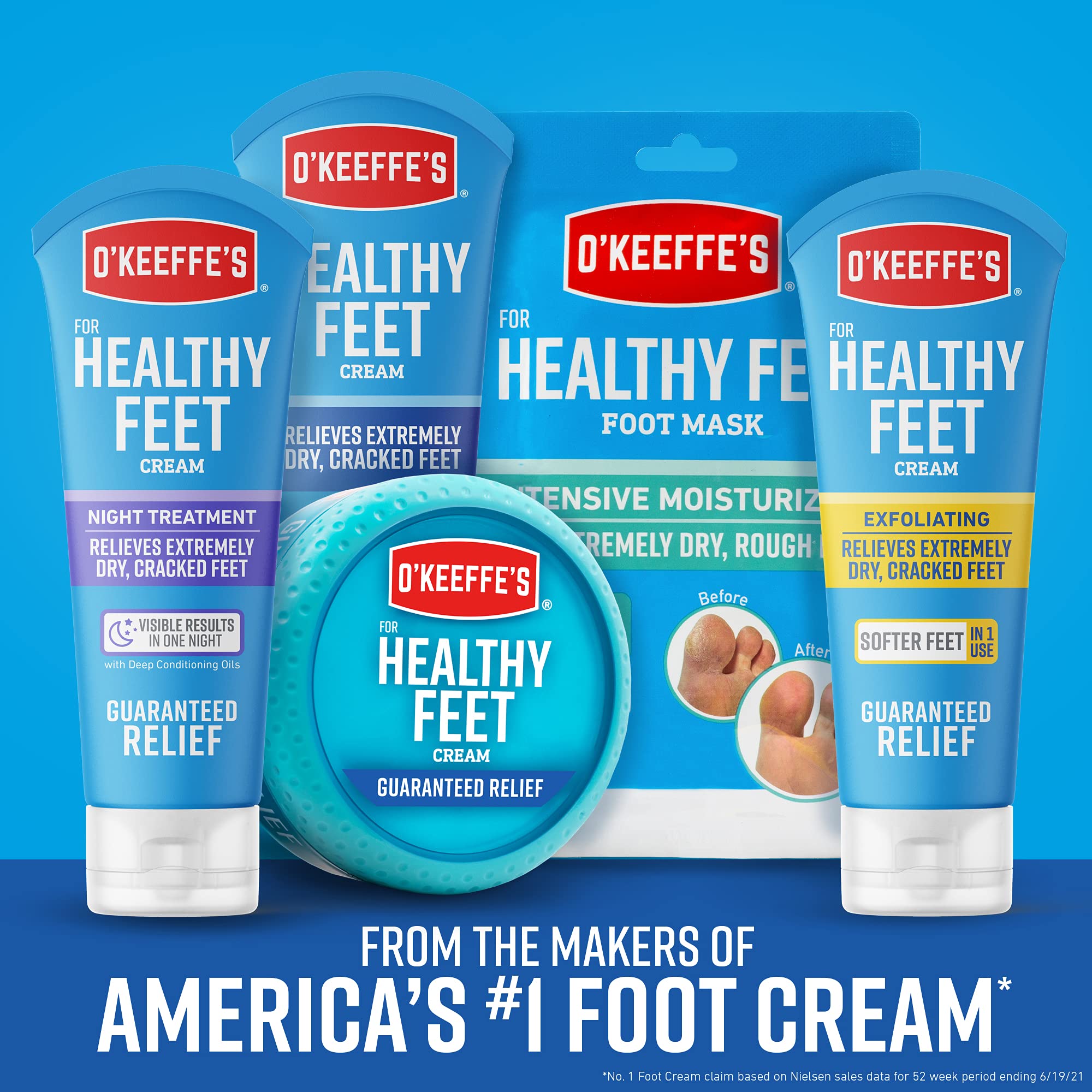 O'Keeffe's for Healthy Feet Foot Cream, Guaranteed Relief for Extremely Dry, Cracked Feet, Clinically Proven to Instantly Boost Moisture Levels, 7.0 Ounce Tube, (Pack of 2)