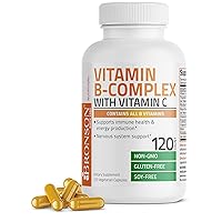 Vitamin B Complex with Vitamin C - Immune Health, Energy Support & Nervous System Support - Non-GMO, 120 Vegetarian Capsules