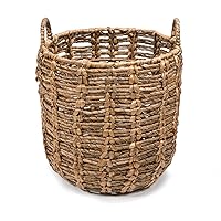 happimess BSK1003A Laurel Bohemian Hand-Woven Abaca Basket with Handles for Storage and Decoration in Bedroom, Living Room, Laundry Room, Entryway, Natural