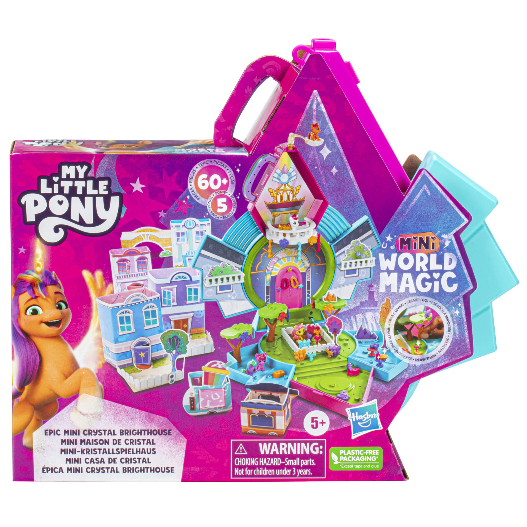 My Little Pony Hasbro Mini World Magic Epic Crystal Brighthouse Toy, Buildable Playset with 5 Collectible Figures, for Kids Ages 5 and Up