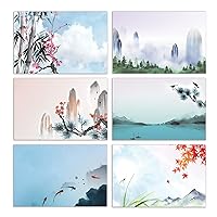 Better Office Products 100-Pack All Occasion Greeting Cards, Assorted Blank Note Cards, 4 x 6 inch, 6 Japanese Watercolor Designs, Blank Inside, with Envelopes, 100 Pack