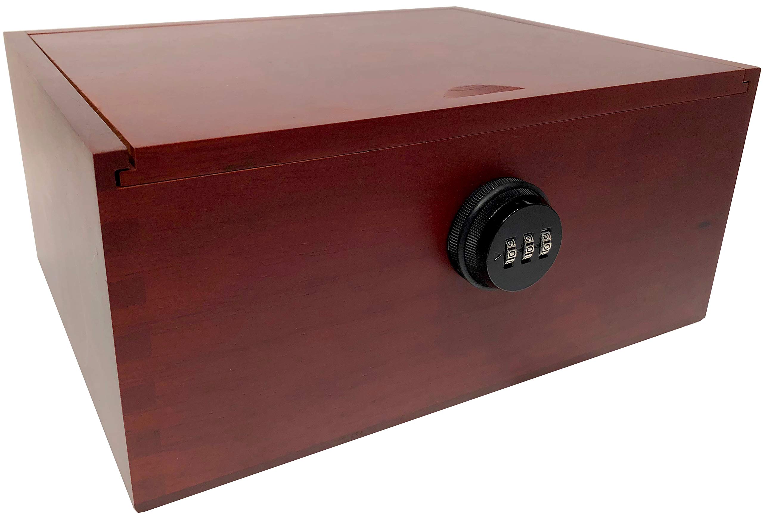 Large Wood Storage Box with Sliding Lid - Antique Box - Large Storage Box with lid and Lock - Wooden Keepsake Box with Lock (Box with Extra Tray)