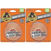 Gorilla Tough & Clear Double-Sided Mounting Tape, Permanent, Holds Up to 0.25 Lb Per Inch, 1
