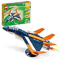 LEGO® Creator 3in1 Supersonic Jet 31126 Building Kit; Build a Jet Plane and Rebuild It into a Helicopter or a Speed Boat Toy