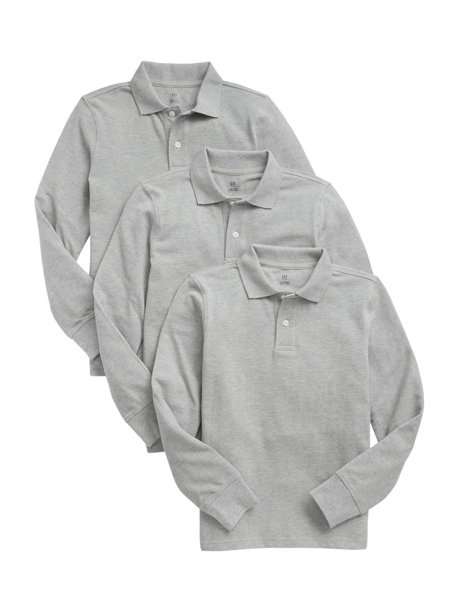 GAP Boys' 3-Pack Cotton Long Sleeve Uniform Polo Shirt