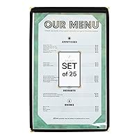 Single Restaurant Menu Covers - Set of 25 Menu Holders for Restaurant - Black 8.5 x 14 in.Single Pocket Menu Cover 2 View with Double Stitched Binding and Protective Corners by Kokhan