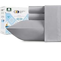 California Design Den 500 Thread Count Light Gray Queen Size 6 Piece Sheet Set, Ultra Soft Extra Long Staple Pure Cotton Bed Sheet Set (1 Top Sheet, 1 Bottom Fitted Sheet & 4 Pillowcases)