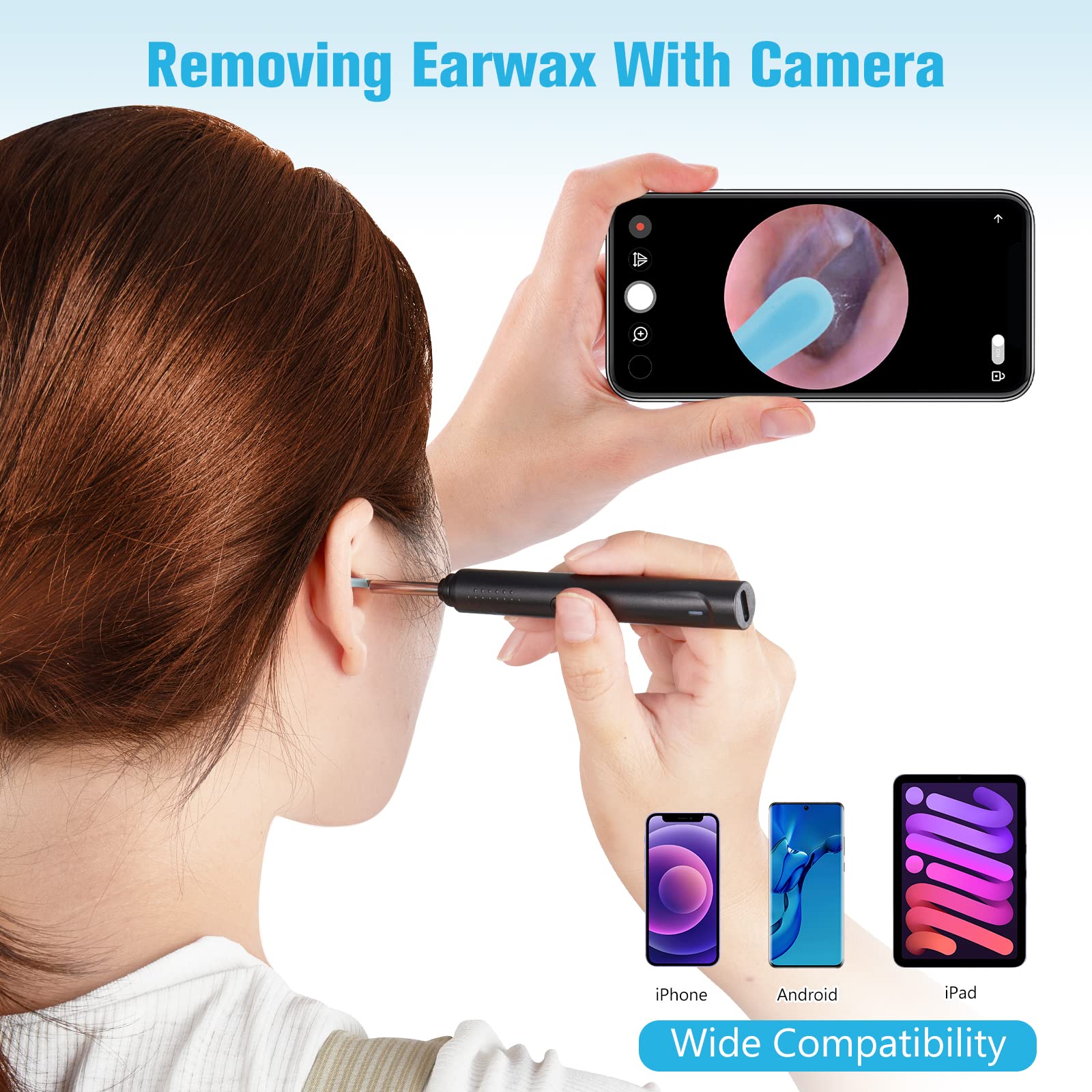 LESIBO Ear Wax Removal Kit with Camera,Ear Cleaning Kit for iPhone,Ear Cleaner Earwax Removal Kit,Ear Scope Otoscope with Light,Earwax Removal Tools for Adults and Baby,Earwax Remover Ear Pick System…