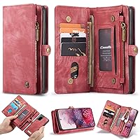 Suitable for Samsung S20 Plus Retro Flip Leather Phone Case [Automatic Absorption] [Wallet Holder]-a Stylish Wallet with A Shock- and Scratch-Resistant Card Holder. (Color : Red)