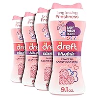 Dreft Blissfuls In-Wash Scent Booster Beads, Baby Fresh Scent, 9.1 oz (4 Pack)
