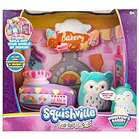 Squishville by Squishmallow Bakery Play Scene, 2” Winston Mini-Squishmallow, 8” Playset, 1 Plush Accessory, Marshmallow-Soft Animals, Bakery Toy
