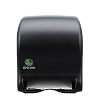 San Jamar Ecologic Tear-N-Dry Recycled Plastic Electronic Paper Towel Dispenser, Battery Powered Towel Dispenser, Wall Mounted Dispenser with Zero Waste for Home and Business, 10 Inch Rolls, Black