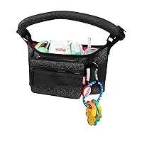 Nuby Eco Baby Stroller Organizer - Includes Carabiner - Stroller Accessories for Babies and Toddlers - Black