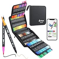 hhhouu 100 Colors Fine Tip Markers Dual Tip Brush Pens Art Markers Set for  Adult Coloring Drawing Bullet Journals Planners Hand Lettering Calligraphy