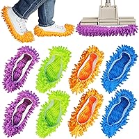 4 Pairs Shoes Cover Dust Duster, Multi Function Reusable Mop Slippers, Microfiber Dust Mops, Multi Purpose Floor Cleaning Shoes for Bathroom, Office, Kitchen, House Polishing Cleaning