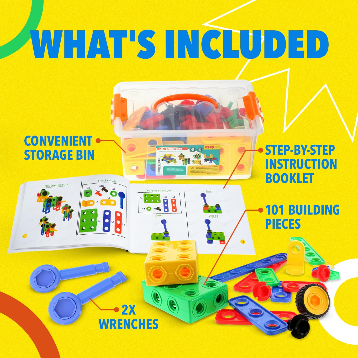 ETI Toys | STEM Learning | Original Educational Construction Engineering Building Blocks Set for 3, 4 and 5+ Year Old Boys & Girls | Creative Fun Kit | Best Toy Gift for Kids Ages 3yr – 6yr (101 PCS)