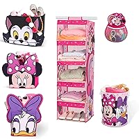 Minnie Mouse Kids Storage Room Essentials Décor Combo Pack - Storage Cubes, Hanging Storage, Pop-Up Hamper & Knick Knack Hanger Storage