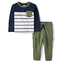 The Children's Place Baby Boy's and Toddler Long Sleeve Shirt and Pants 2-Piece