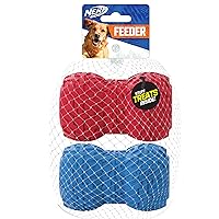 Nerf Dog Tire Feeder Dog Toy, Lightweight, Durable and Water Resistant, 4 Inches, for Medium/Large Breeds, Two Pack, Blue and Red