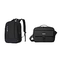 MOSISO Camera Backpack Bag Case, DSLR/SLR/Mirrorless Photography Camera Case Buffer Padded Shockproof Camera Bag & Camera Crossbody Shoulder Messenger Bag Compatible with Canon/Nikon/Sony, Black