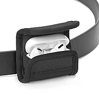 Geekria Earbuds Pouch with Belt Loop Compatible with AirPods, AirPods Pro AirPods 3, Earbud Case Belt Holster, Protective Case Cover with Clip Holder for Bag Strap, All-Round Protection (Black)