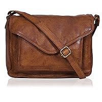 Ozora Handmade Leather Flapover Crossbody Purse for Women with Adjustable Strap & Overflap Snap Closure Tote/Bag