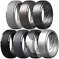 ThunderFit Silicone Ring Men, Breathable with Air Flow Grooves - 10mm Wide - 2.5mm Thick