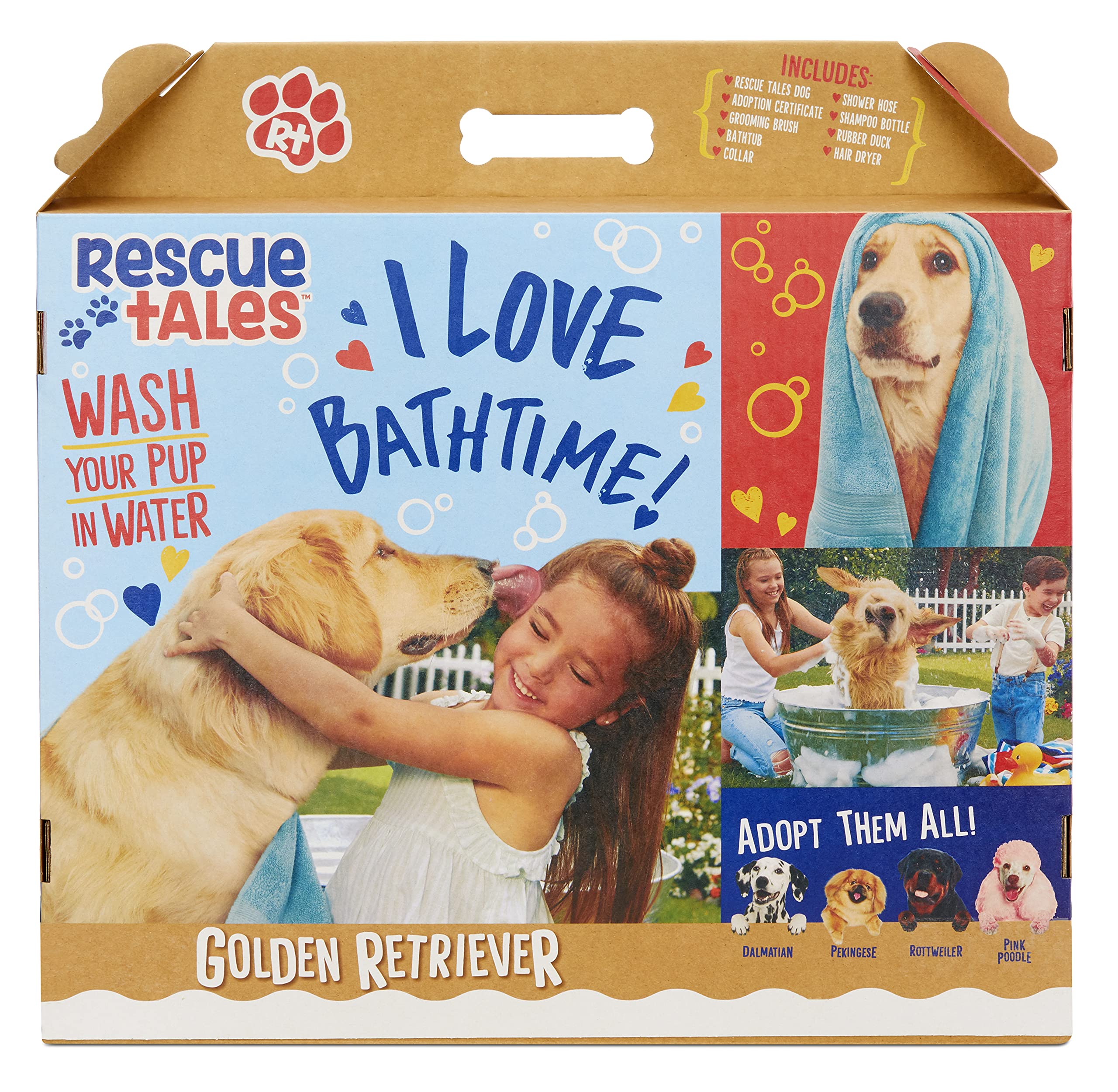 Little Tikes Rescue Tales Scrub 'n Groom Bathtub Playset w/Golden Retriever Toy Stuffed Animal Plush, Wet and Dry, with 9 Accessories- Gifts for Kids, Toys for Girls & Boys Ages 3 4 5+ Years Old