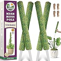 DUSPRO Green Stackable Mesh Moss Pole for Plants Climbing Vine Supporting Monstera Trellis, for Indoor Plants Extendable Plant Pole Moss Sticks, for Potted Plant Stakes 4Pack 71''