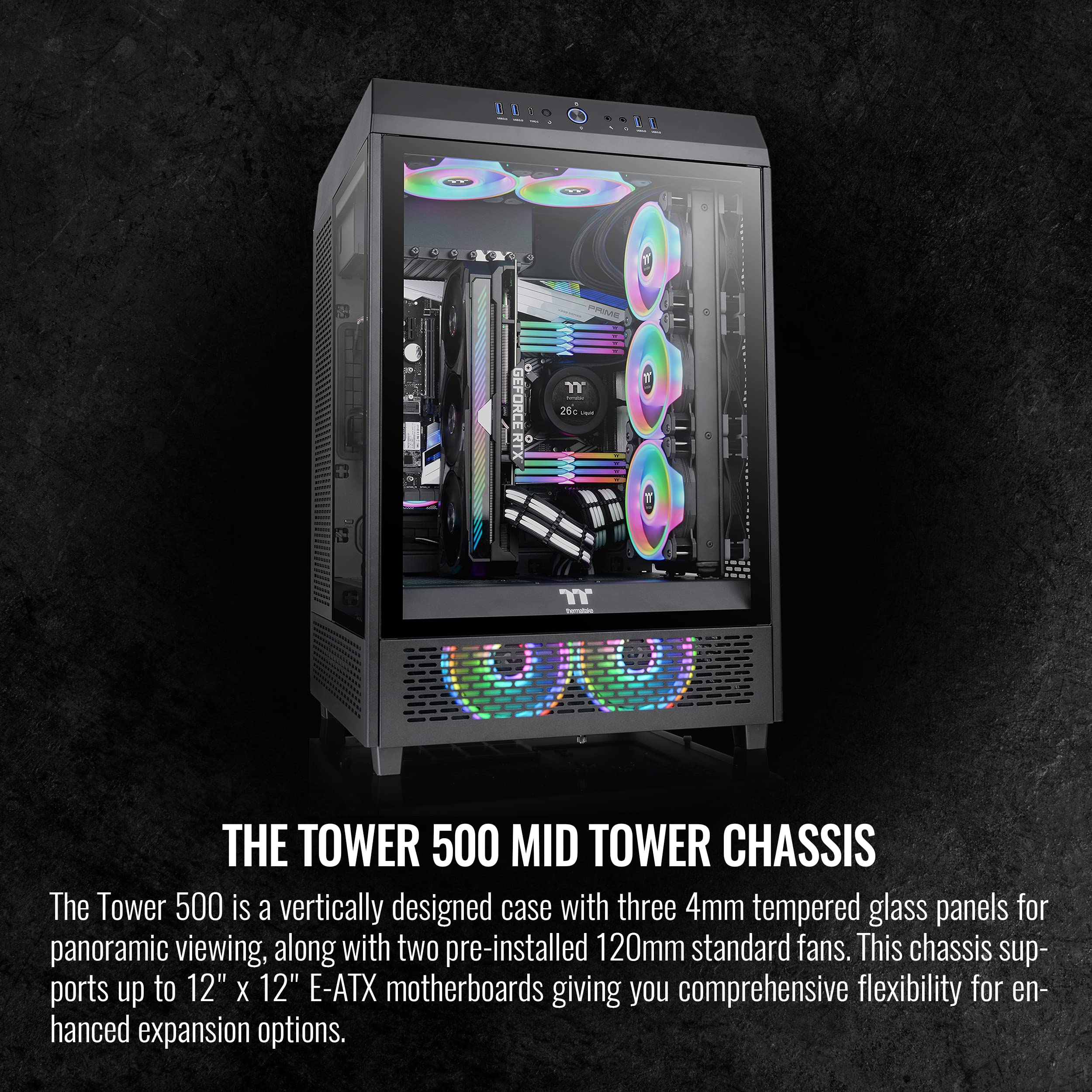 Thermaltake Tower 500 Vertical Mid-Tower Computer Chassis Supports E-ATX CA-1X1-00M1WN-00