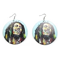 Rasta Reggae Singer Lover Jamaican Famous Round Circle Fish Hook Light Weight Fashion Woman Earrings