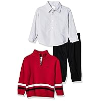 Calvin Klein baby-boys 3-piece Sweater Set With Matching Woven Button-down Shirt and Pants