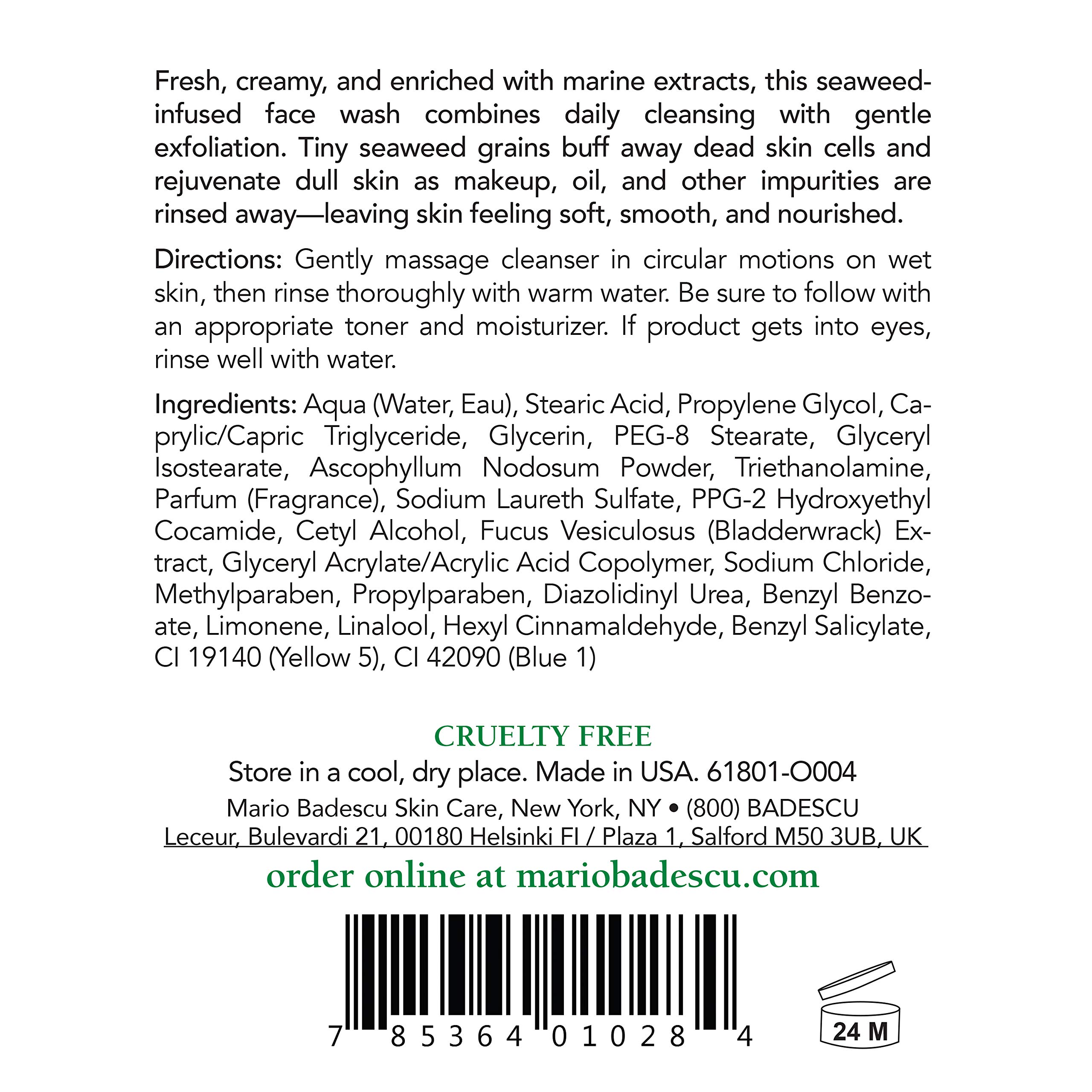 Mario Badescu Seaweed Cleansing Soap for All Skin Types |Creamy Cleanser that Gently Exfoliates |Formulated with Seaweed Grains & Bladderwrack Extract
